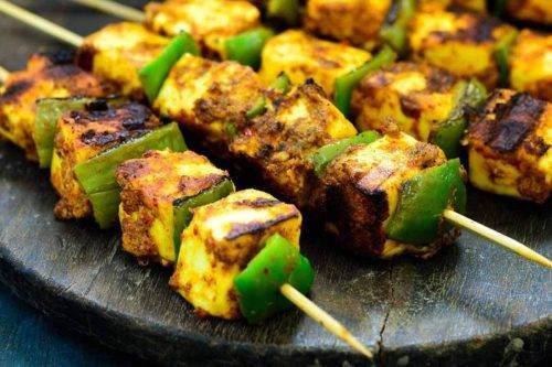 Achari Paneer TIkka (Paneer Shashlik) - Bombay Chili